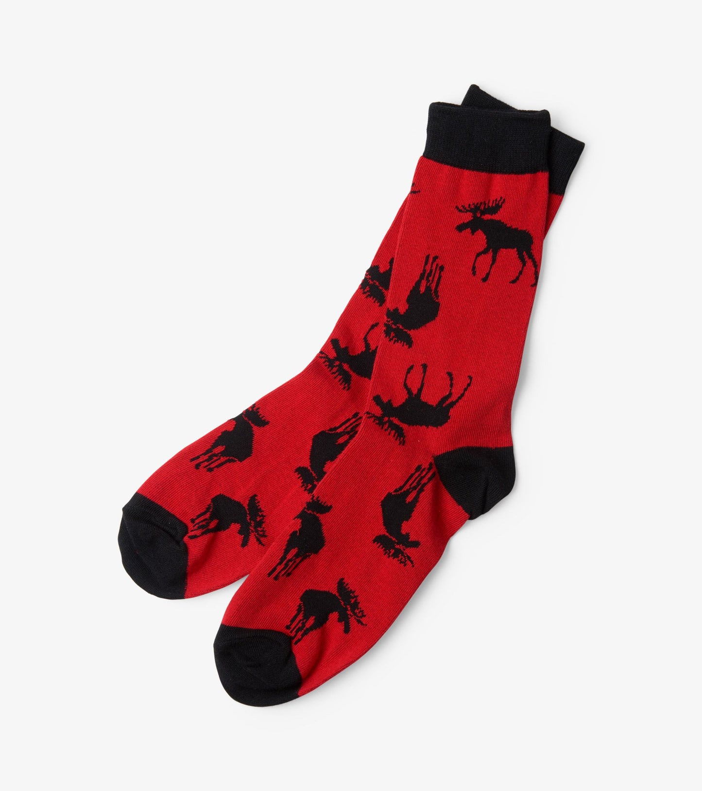 Chaussettes pour homme – Orignaux sur fond rouge
