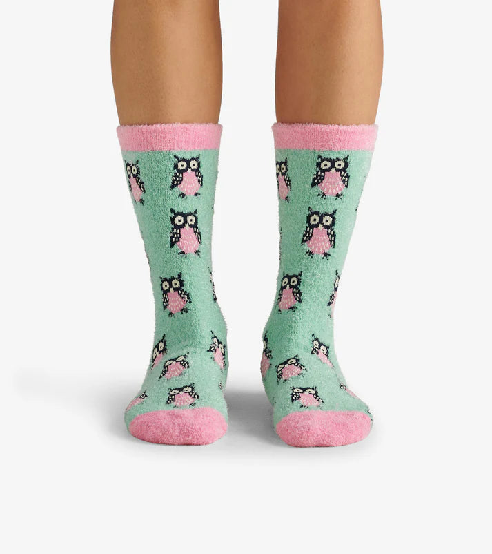 Chaussettes pour femme –  duveteuses - hiboux