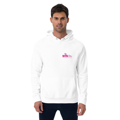 Chandail unisexe à capuche blanc -Écoresponsabe- Logo - SOS Miss Dolittle