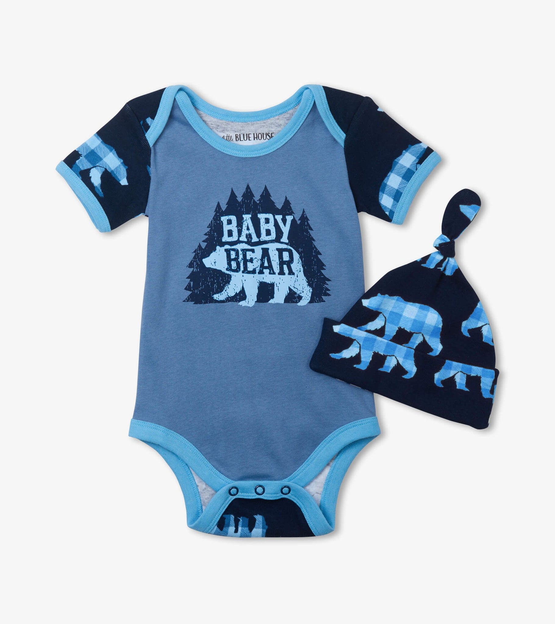 Cache-couche et bonnet – Bébé ours bleu